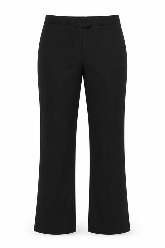 Front view of Studio 1940 Women’s Black Pinstripe Petite Dress Trousers Size 10P
