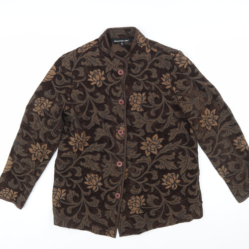 Briggs New York Women's Brown Floral Jacquard Suit Jacket Size 10