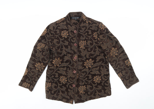 Briggs New York Women's Brown Floral Jacquard Suit Jacket Size 10