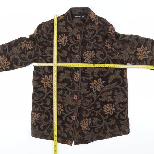 Briggs New York Women's Brown Floral Jacquard Suit Jacket Size 10