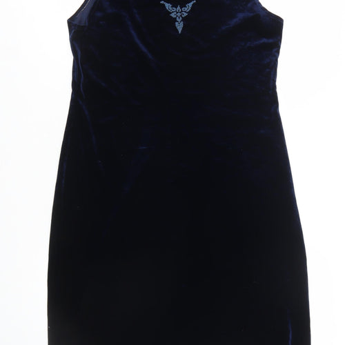 Meghan Matthews Women's Blue Velvet Bodycon Sleeveless Dress Size 10