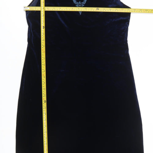 Meghan Matthews Women's Blue Velvet Bodycon Sleeveless Dress Size 10