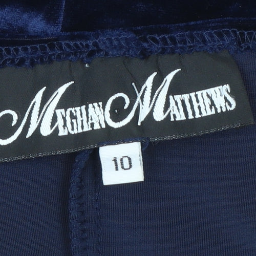 Meghan Matthews Women's Blue Velvet Bodycon Sleeveless Dress Size 10