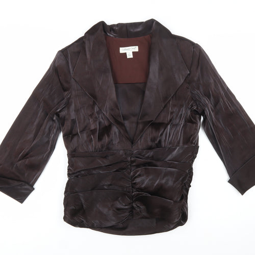 Coldwater Creek Women Brown Satin Wrap Blouse Size 12