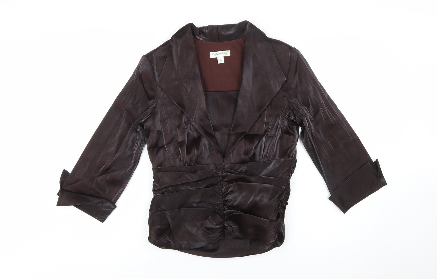 Coldwater Creek Women Brown Satin Wrap Blouse Size 12