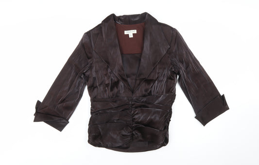 Coldwater Creek Women Brown Satin Wrap Blouse Size 12