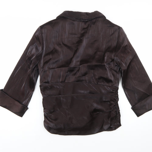 Coldwater Creek Women Brown Satin Wrap Blouse Size 12