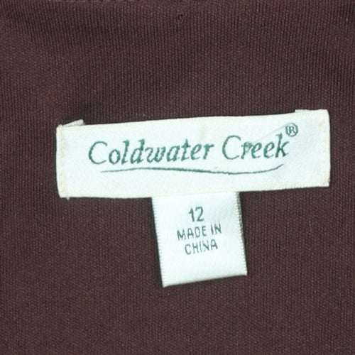 Coldwater Creek Women Brown Satin Wrap Blouse Size 12