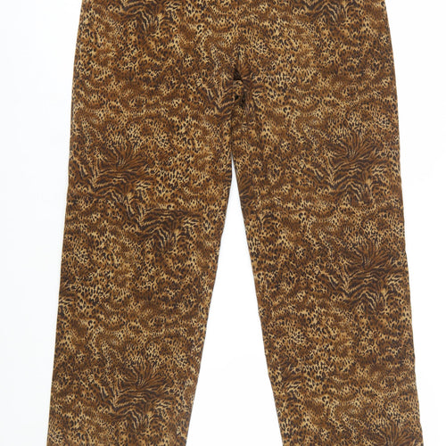 Norton McNaughton Brown Animal Print Petite Cropped Trousers Size 16