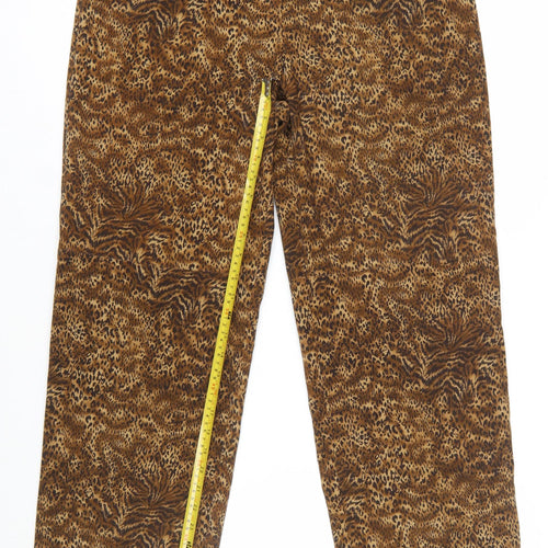 Norton McNaughton Brown Animal Print Petite Cropped Trousers Size 16
