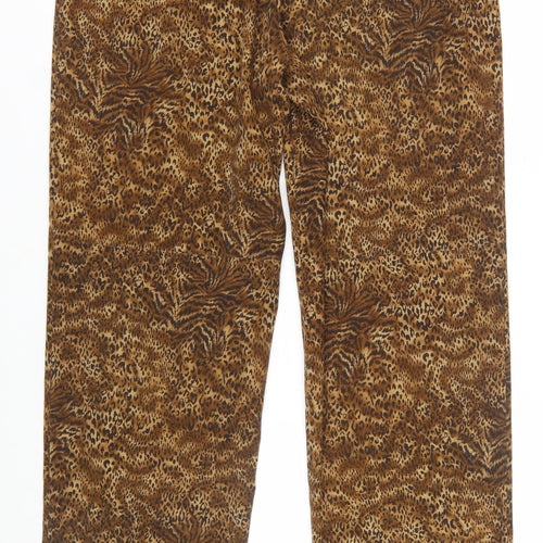 Norton McNaughton Brown Animal Print Petite Cropped Trousers Size 16