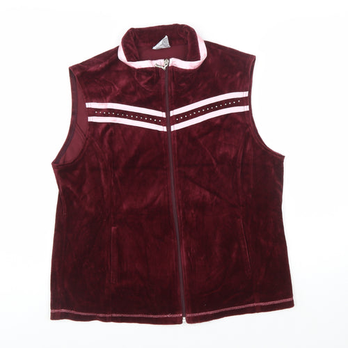 Café au Lait Women's Red Velour Zip Waistcoat XL Cotton Blend