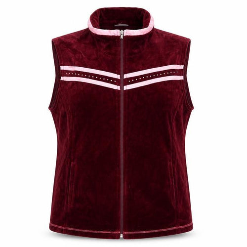 Café au Lait Women's Red Velour Zip Waistcoat XL Cotton Blend
