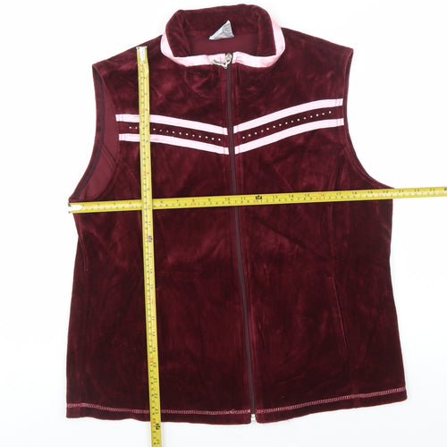Café au Lait Women's Red Velour Zip Waistcoat XL Cotton Blend