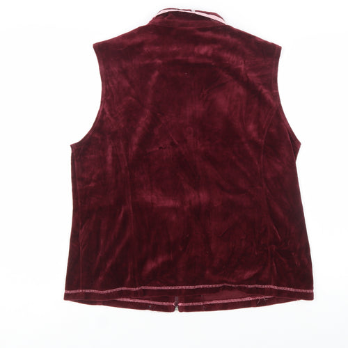 Café au Lait Women's Red Velour Zip Waistcoat XL Cotton Blend