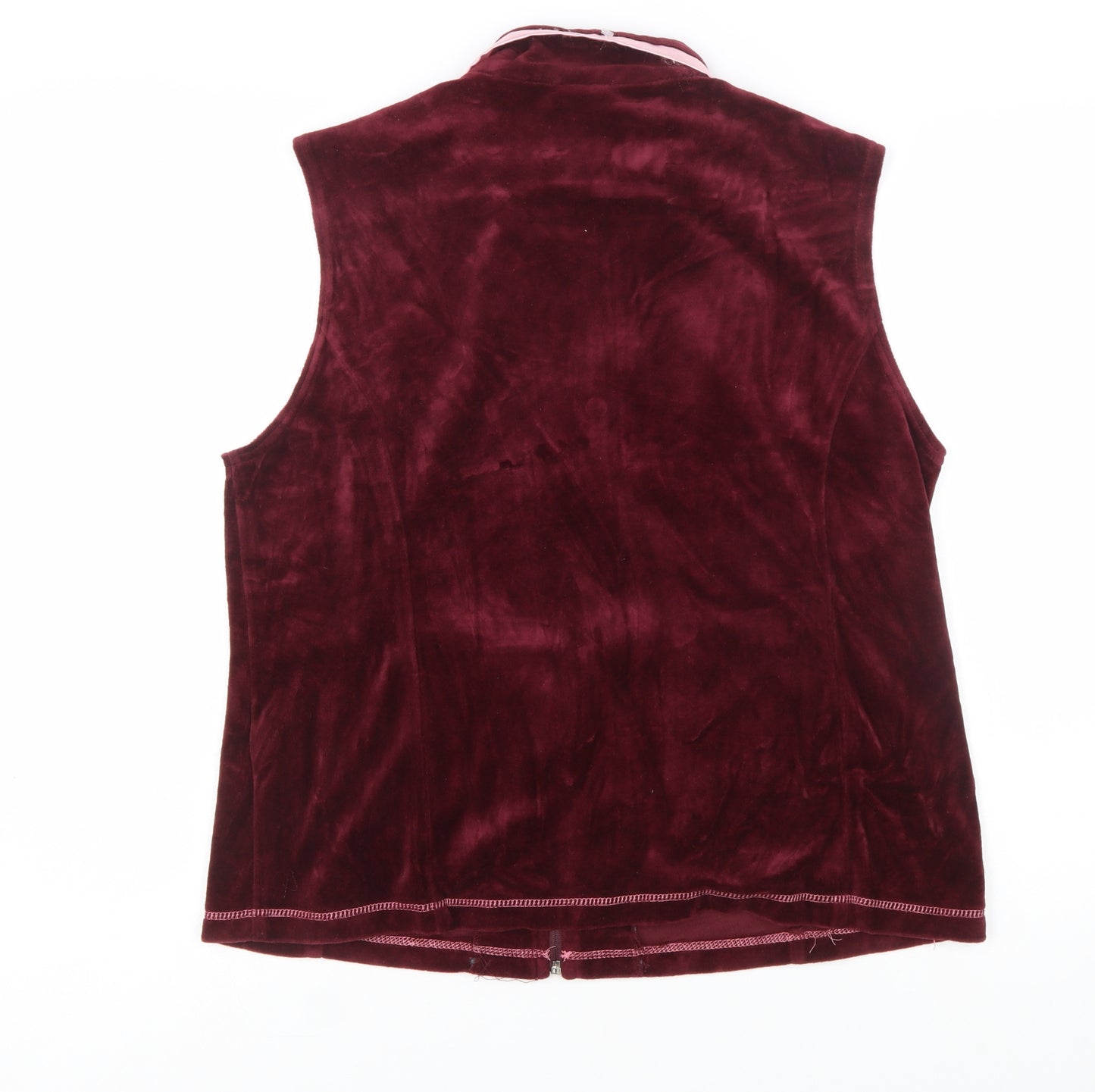 Café au Lait Women's Red Velour Zip Waistcoat XL Cotton Blend