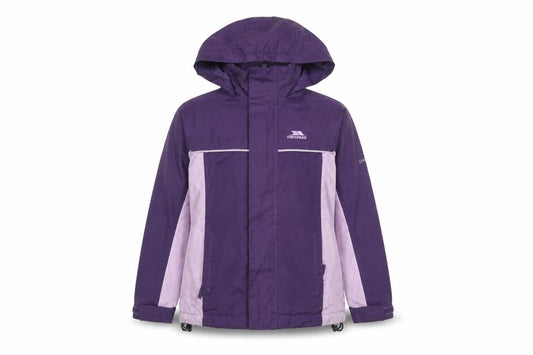 Trespass Girls Purple Waterproof Hooded Rain Coat Jacket 7-8 Years