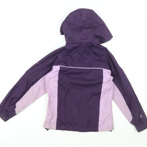Trespass Girls Purple Waterproof Hooded Rain Coat Jacket 7-8 Years
