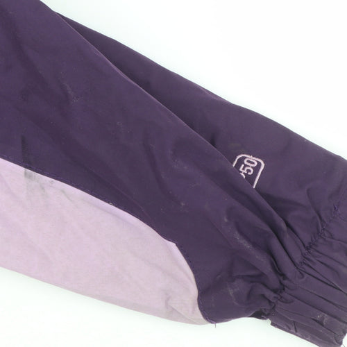 Trespass Girls Purple Waterproof Hooded Rain Coat Jacket 7-8 Years