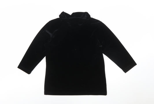 Mantles Womens Black Velvet Roll Neck Long Sleeve Blouse Size M