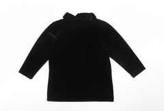 Mantles Womens Black Velvet Roll Neck Long Sleeve Blouse Size M