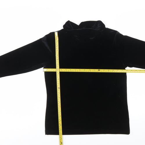 Mantles Womens Black Velvet Roll Neck Long Sleeve Blouse Size M