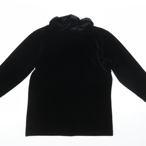 Mantles Womens Black Velvet Roll Neck Long Sleeve Blouse Size M