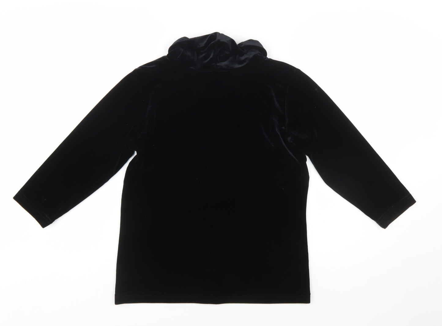 Mantles Womens Black Velvet Roll Neck Long Sleeve Blouse Size M