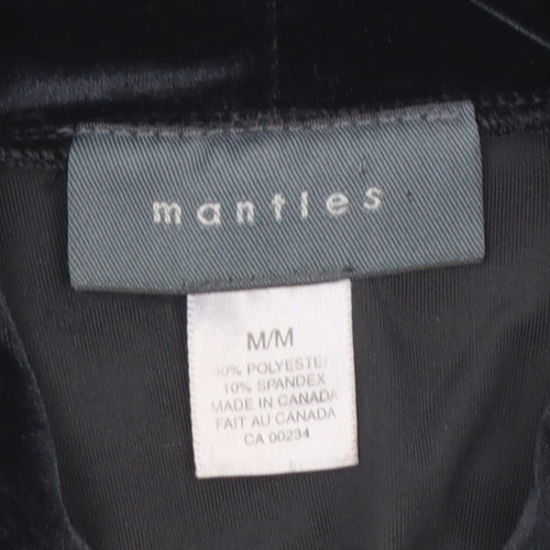 Mantles Womens Black Velvet Roll Neck Long Sleeve Blouse Size M
