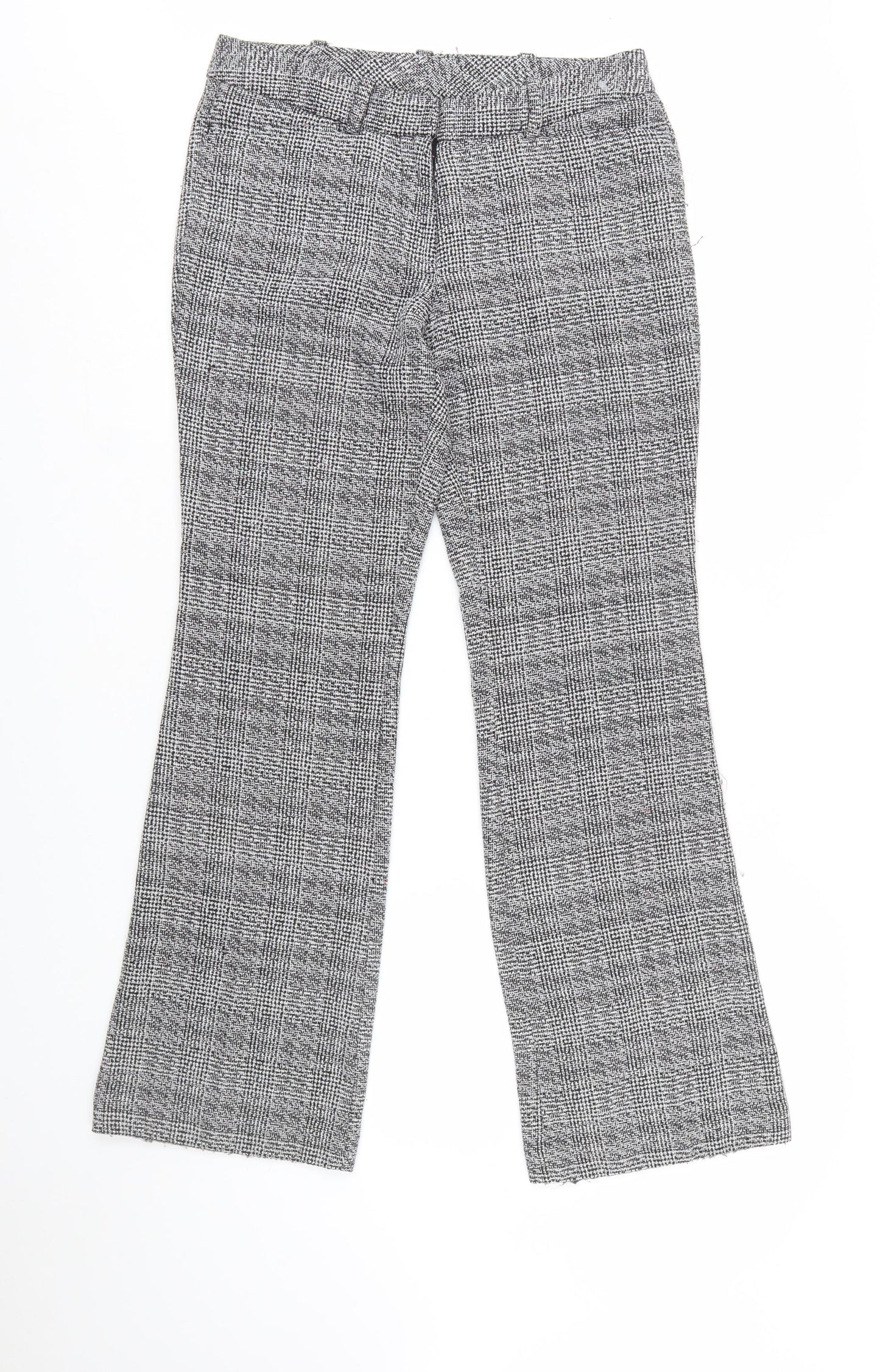 Worthington Women’s Grey Petite 6 Check Dress Pants Flared Trousers