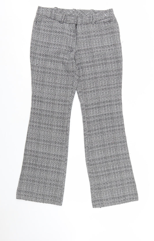 Worthington Women’s Grey Petite 6 Check Dress Pants Flared Trousers