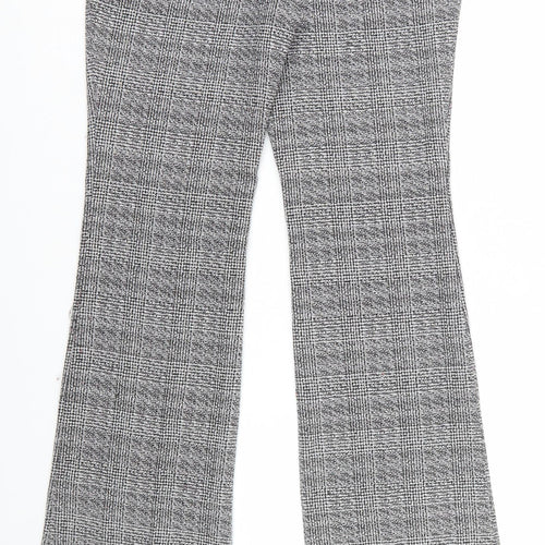 Worthington Women’s Grey Petite 6 Check Dress Pants Flared Trousers