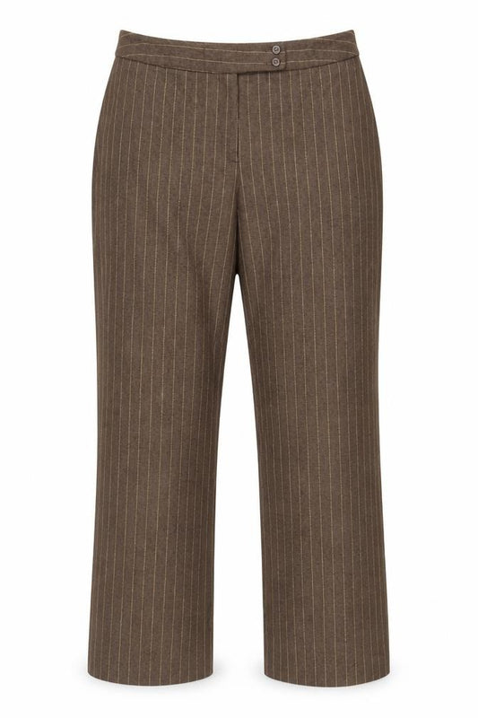 Front view of Pendleton Women Brown Wool Pinstripe Dress Pants, size 12, Petite