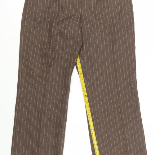 Pendleton Women Brown Wool Pinstripe Dress Pants Size 12 Petite