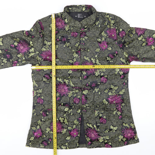 Robert Louis Women's Black Floral Silk Blend Jacket Size S