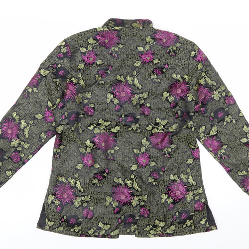 Robert Louis Women's Black Floral Silk Blend Jacket Size S
