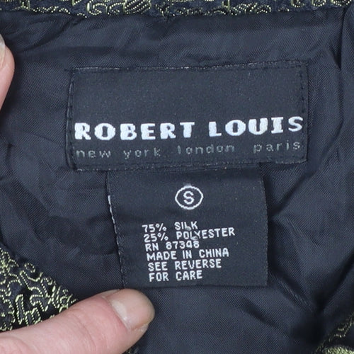 Robert Louis Women's Black Floral Silk Blend Jacket Size S