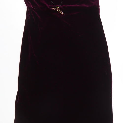 K Petite Women Purple Velvet Sleeveless Sheath Dress Size 12 Petite