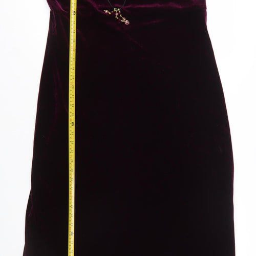 K Petite Women Purple Velvet Sleeveless Sheath Dress Size 12 Petite
