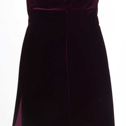 K Petite Women Purple Velvet Sleeveless Sheath Dress Size 12 Petite