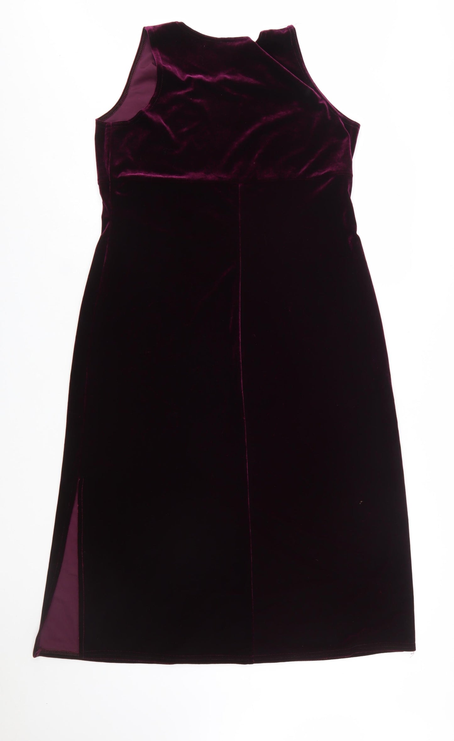 K Petite Women Purple Velvet Sleeveless Sheath Dress Size 12 Petite