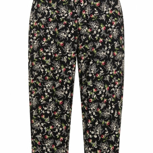 Maggie Sweet Womens Black Floral Tapered Trousers Medium