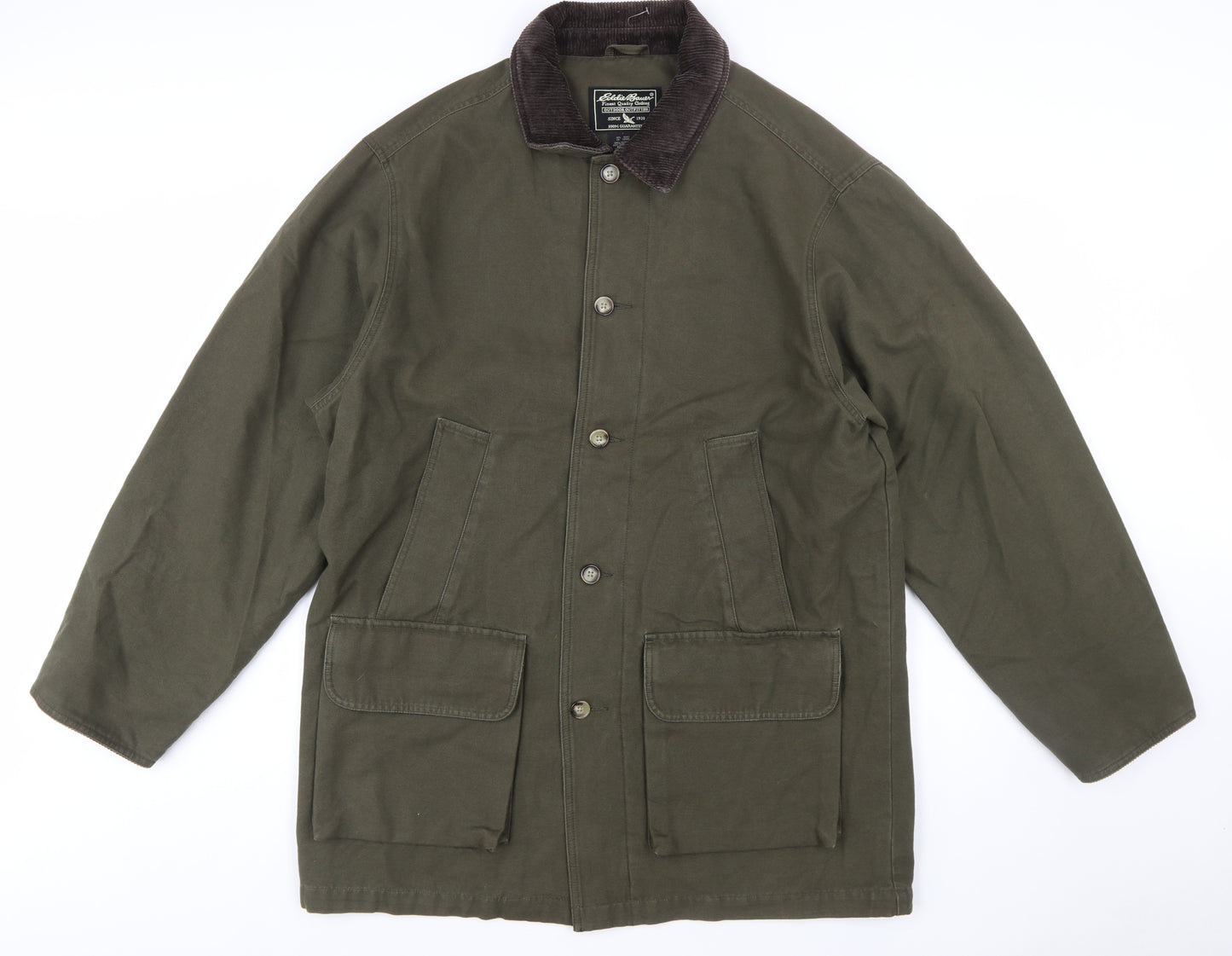 Eddie Bauer Men's Green Cotton Field Jacket Size M Regular Outdoor Style