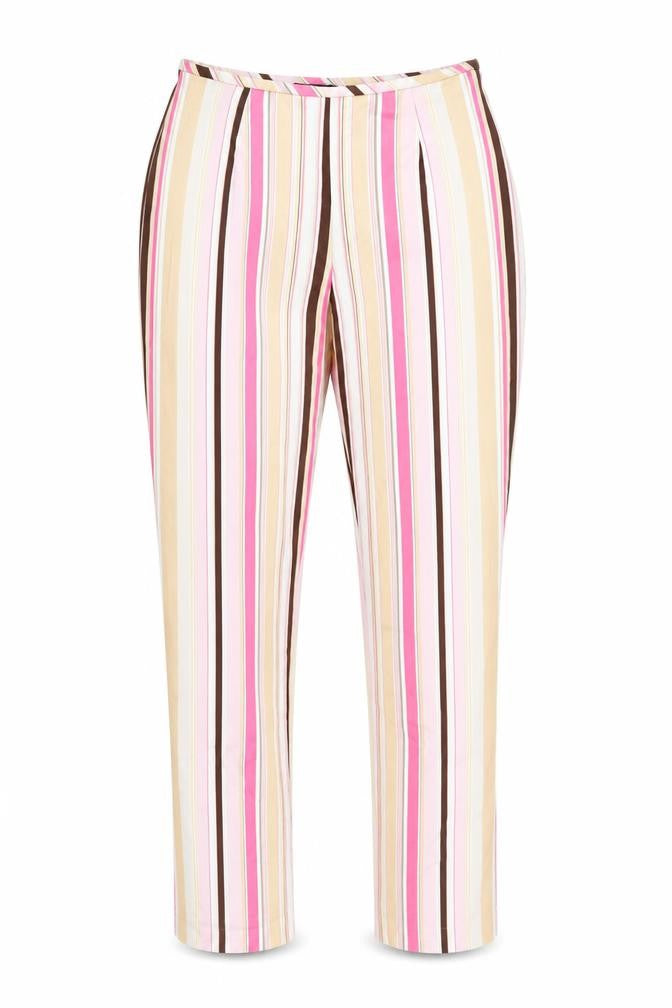 Peck & Peck Women’s Multicoloured Striped Cotton Blend Trousers Size 6