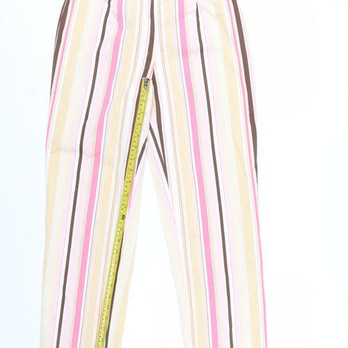 Peck & Peck Women’s Multicoloured Striped Cotton Blend Trousers Size 6