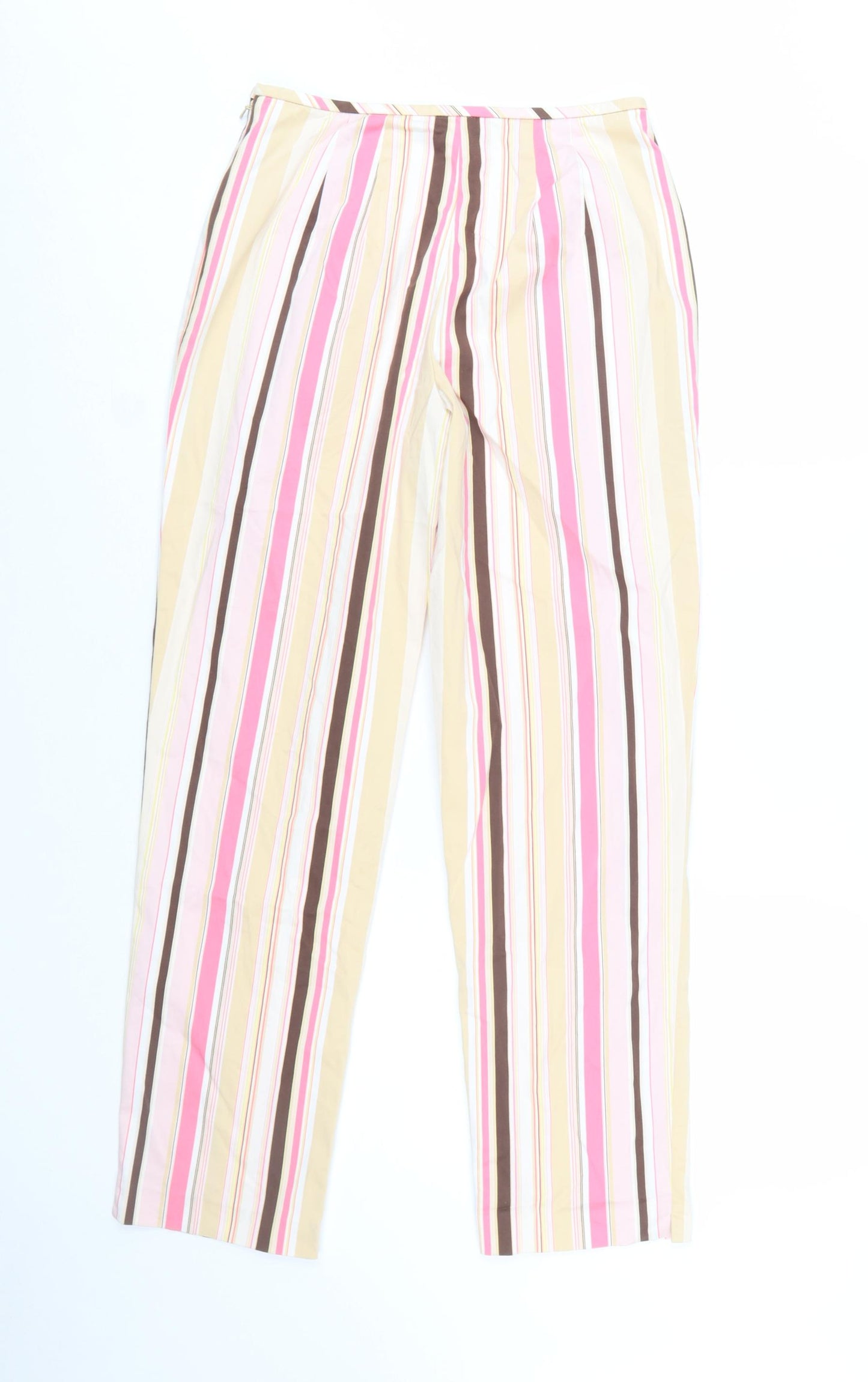 Peck & Peck Women’s Multicoloured Striped Cotton Blend Trousers Size 6