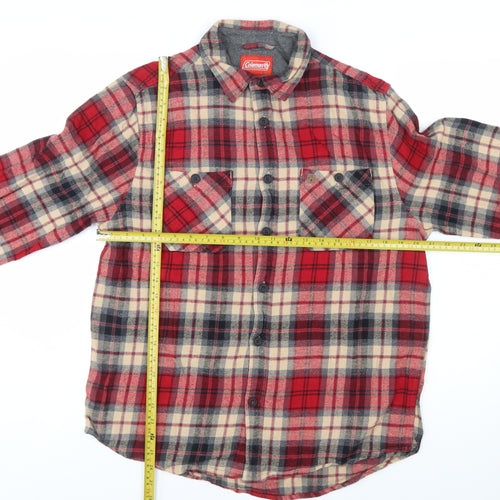 Coleman Men's Red Checked Flannel Button-Up Shirt L Regular Fit