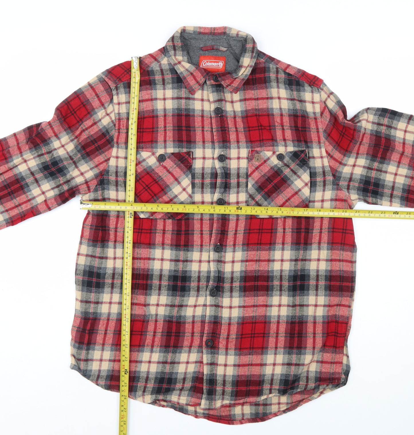 Coleman Men's Red Checked Flannel Button-Up Shirt L Regular Fit