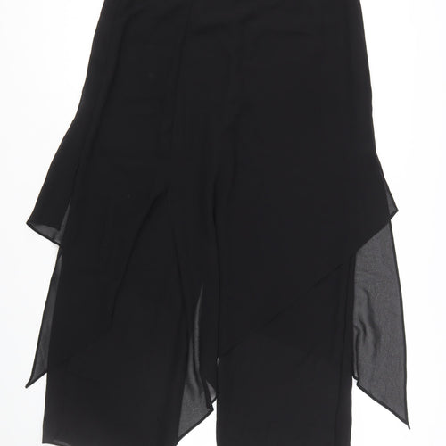 Jump Apparel Womens Black Size 10 Asymmetric Midi Chiffon Skirt
