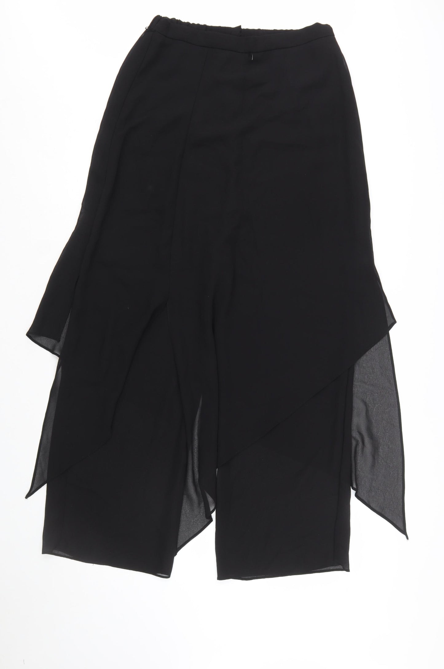 Jump Apparel Womens Black Size 10 Asymmetric Midi Chiffon Skirt